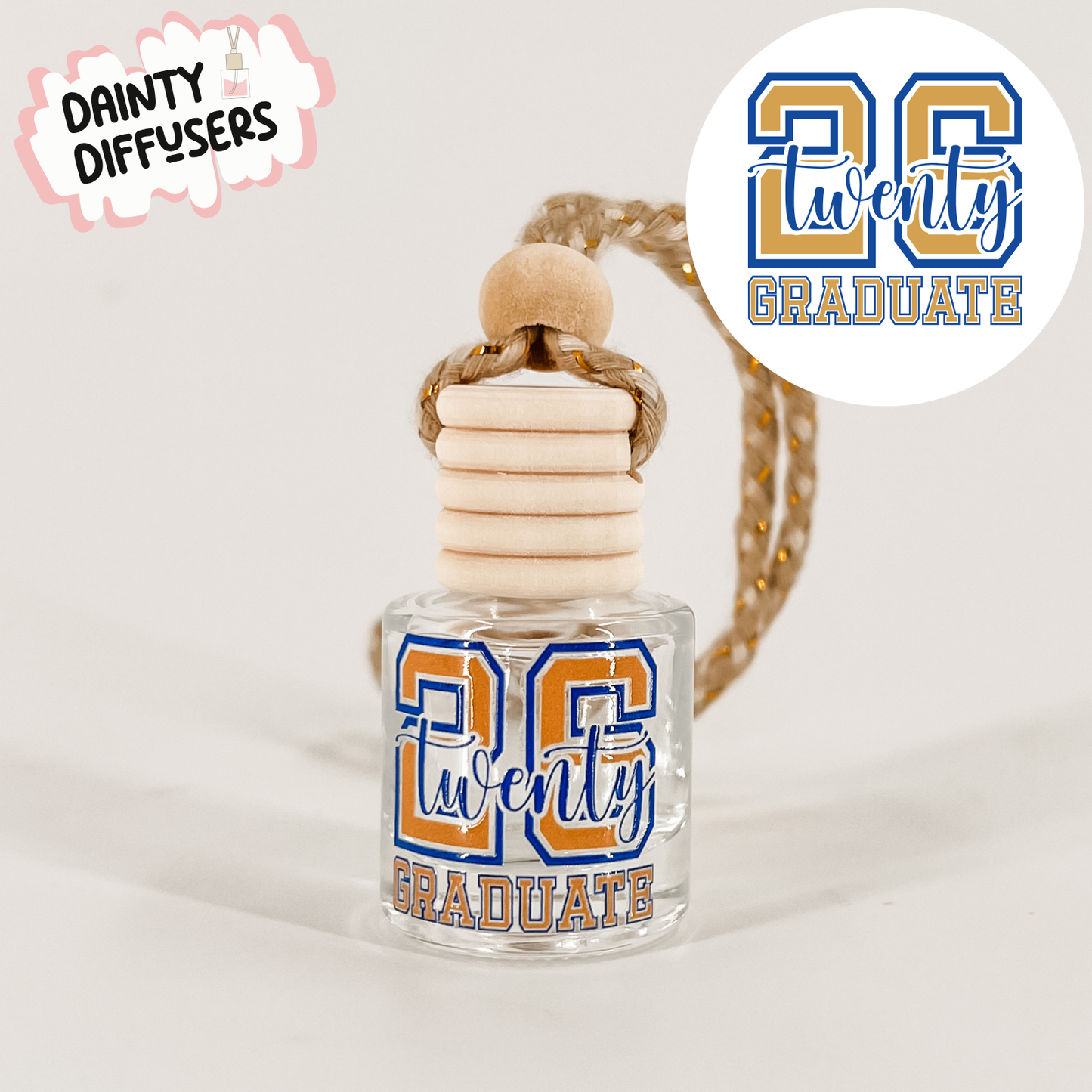 Blue & Gold 26 Graduate Car Diffuser