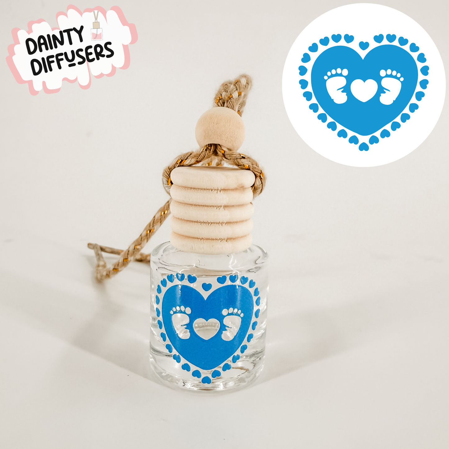 Baby Feet In Blue Heart Car Diffuser