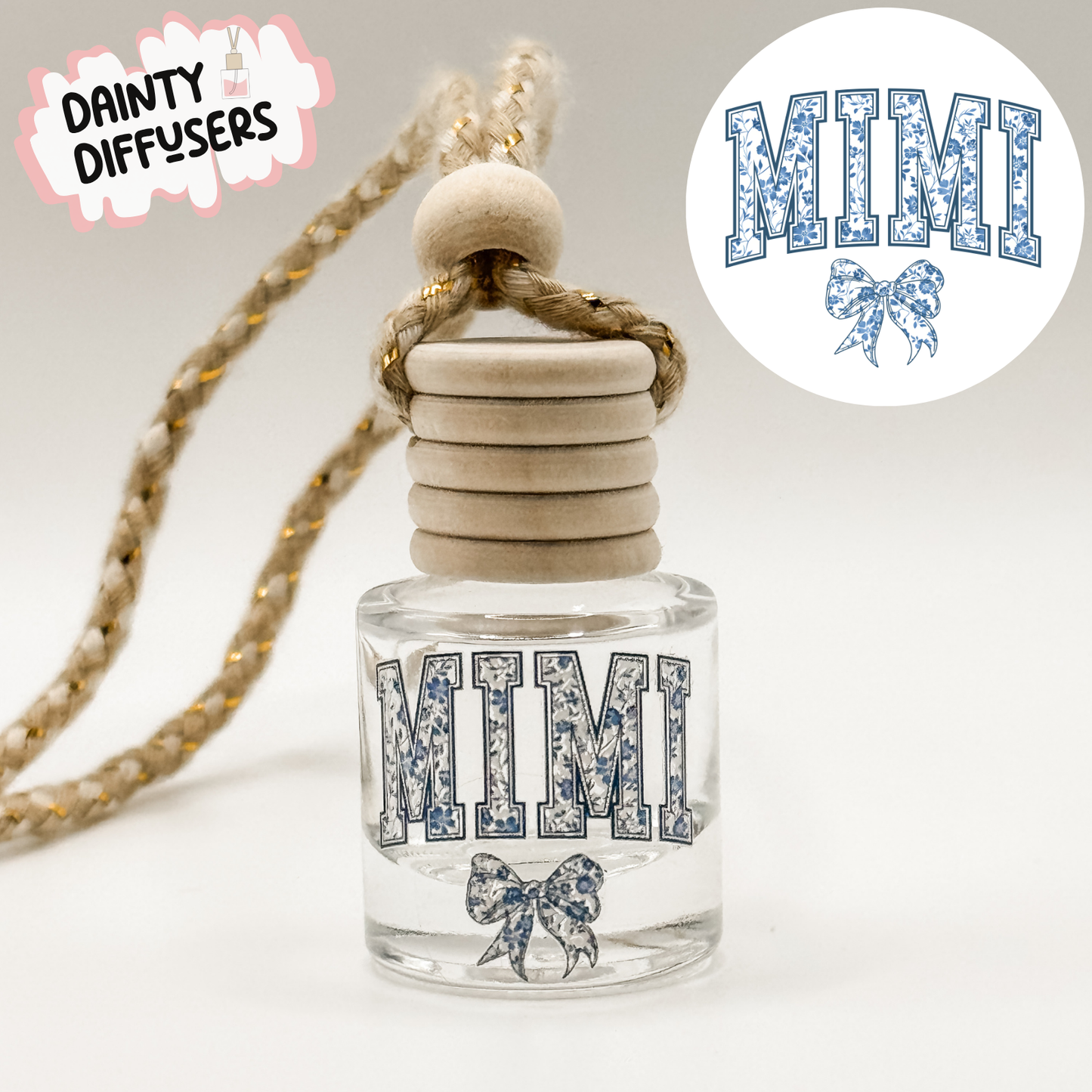 Blue Floral Print Mimi Car Diffuser