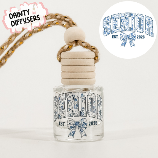Blue Floral Print Senior 2026 Car Diffuser