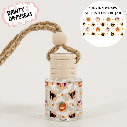 Cat & Pumpkin Cookies Fall Car Freshener | Hanging Car Diffuser