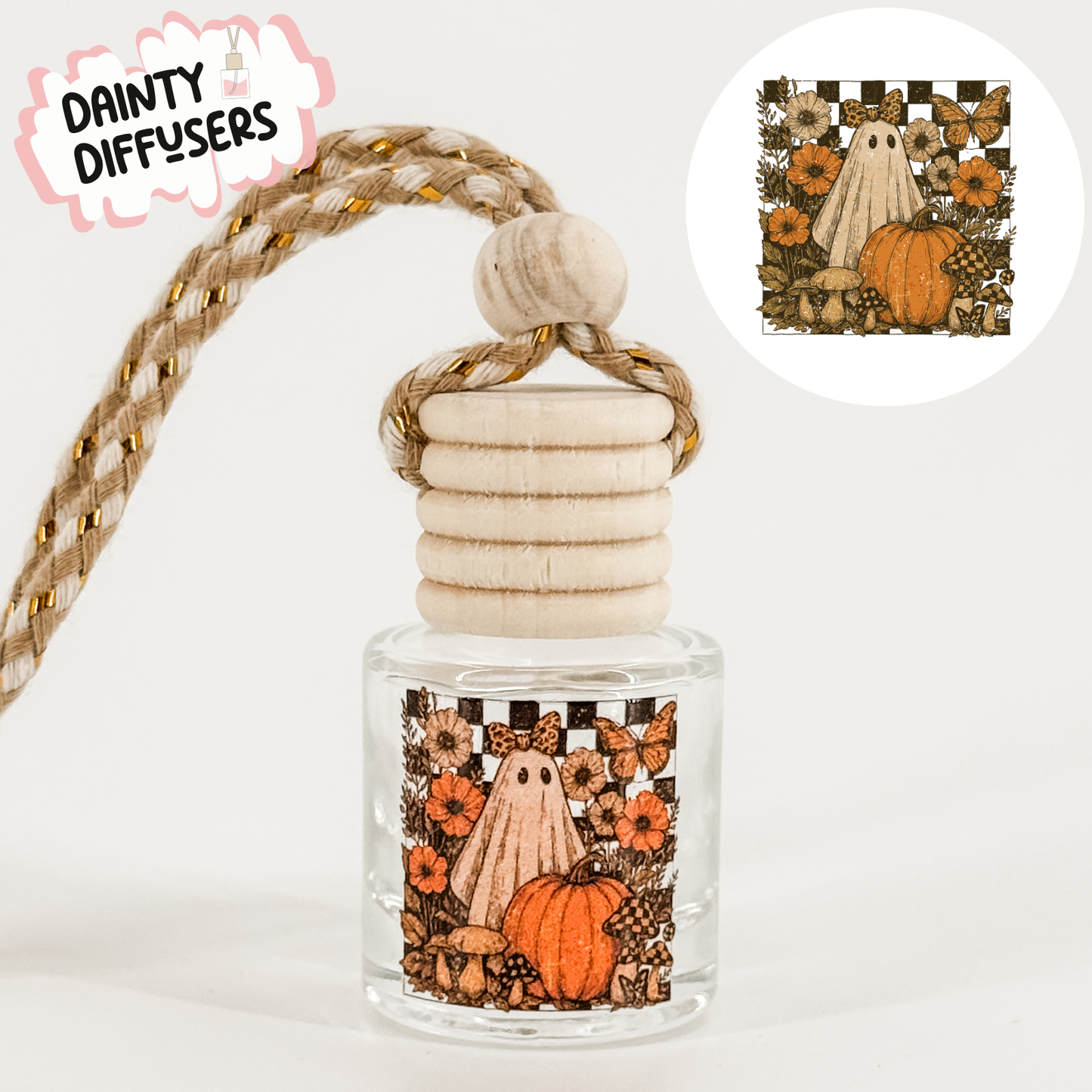 Checkered Ghost Fall Car Freshener | Hanging Car Diffuser