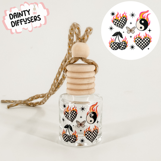 Checkered Hearts & Cherries Car Diffuser
