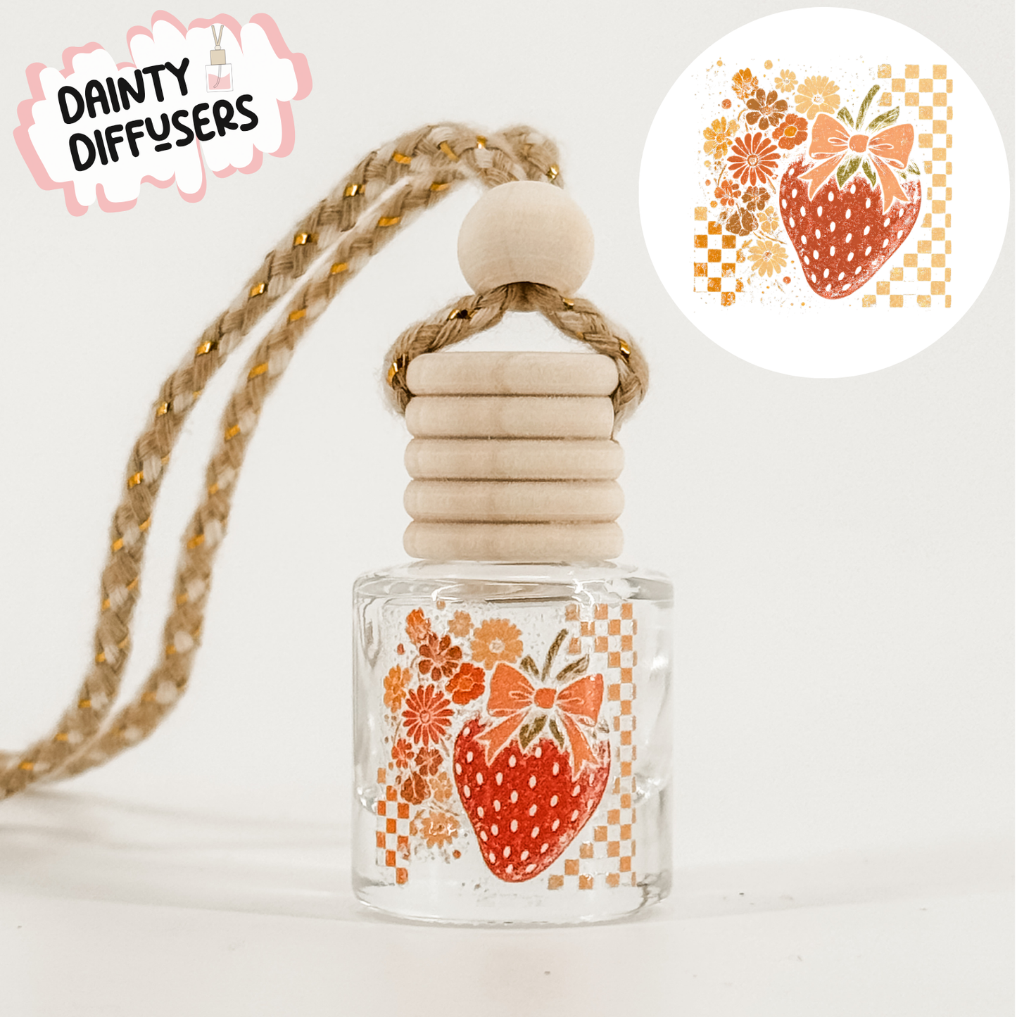 Checkered Strawberry Car Diffuser