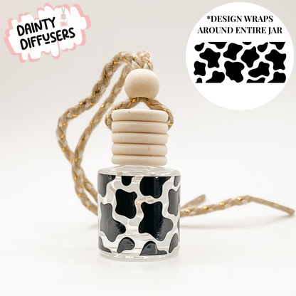Cow Print Wrap-Around Car Diffuser (Black)