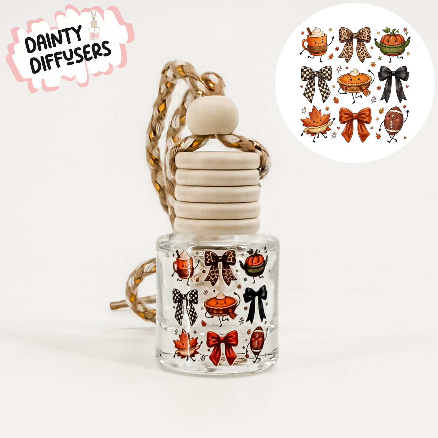 Bows & Pumpkins Fall Car Freshener | Hanging Car Diffuser