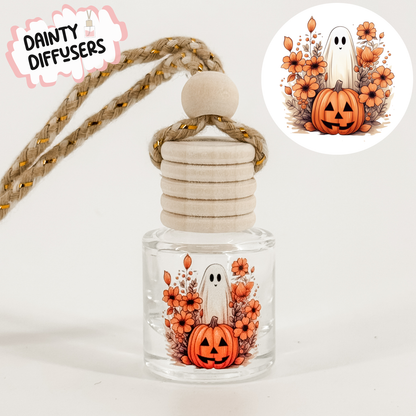 Ghosts & Pumpkins Fall Car Freshener | Hanging Car Diffuser