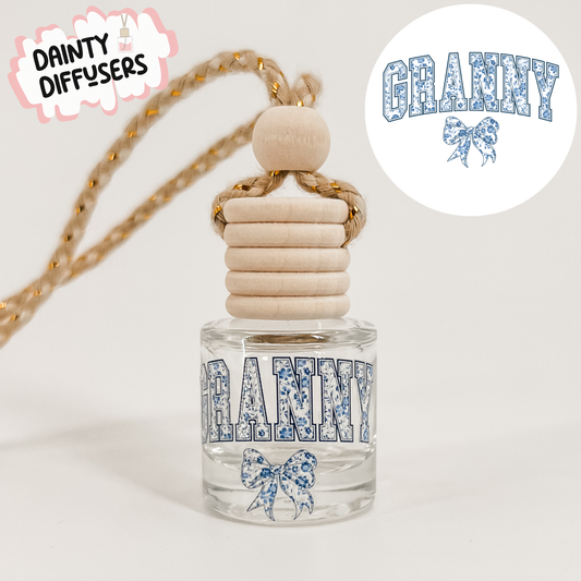 Blue Floral Granny Car Freshener | Hanging Car Diffuser
