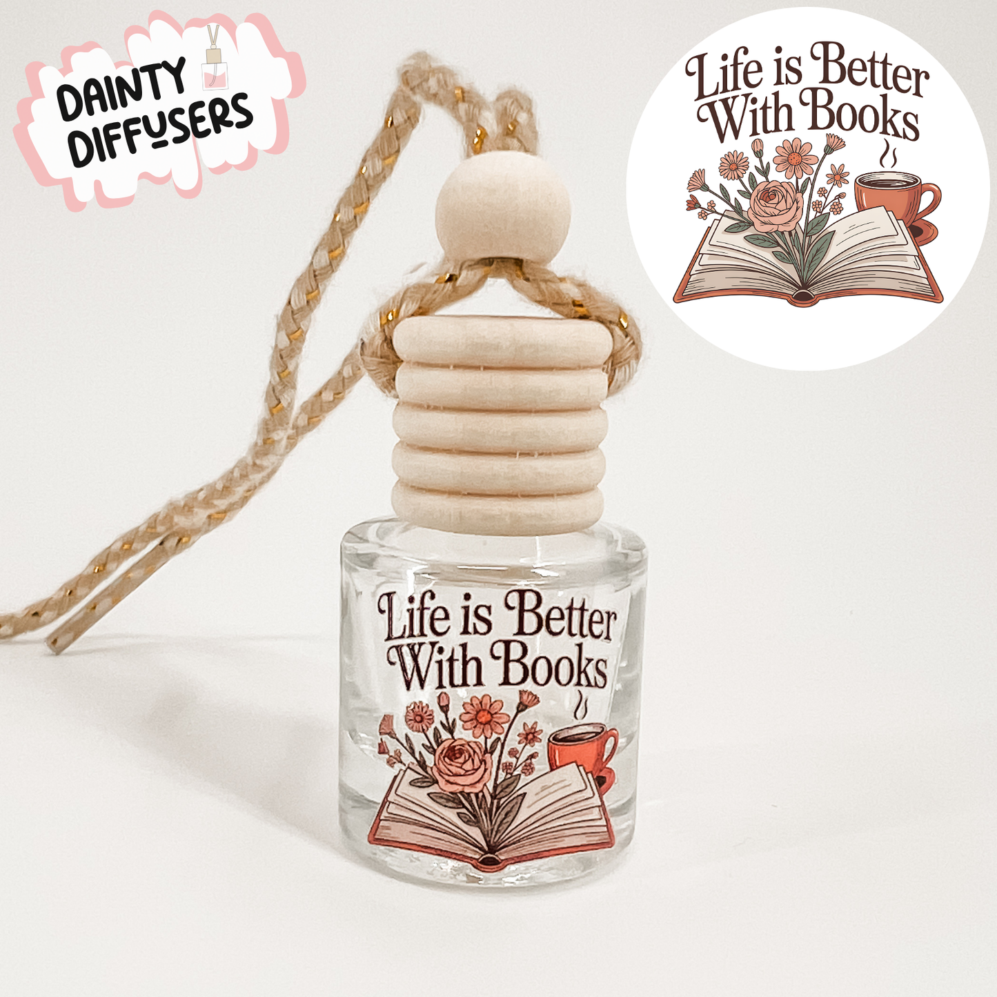 Life Is Better With Books Car Diffuser
