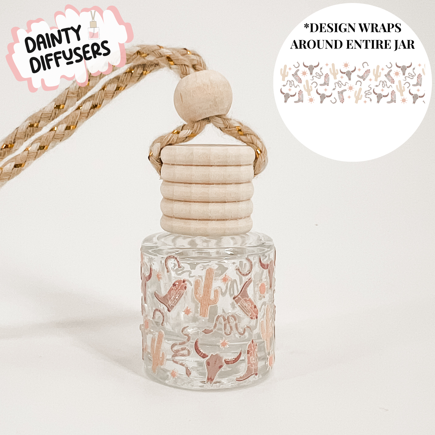 Pastel Cowboy Wrap-Around Car Freshener | Hanging Car Diffuser