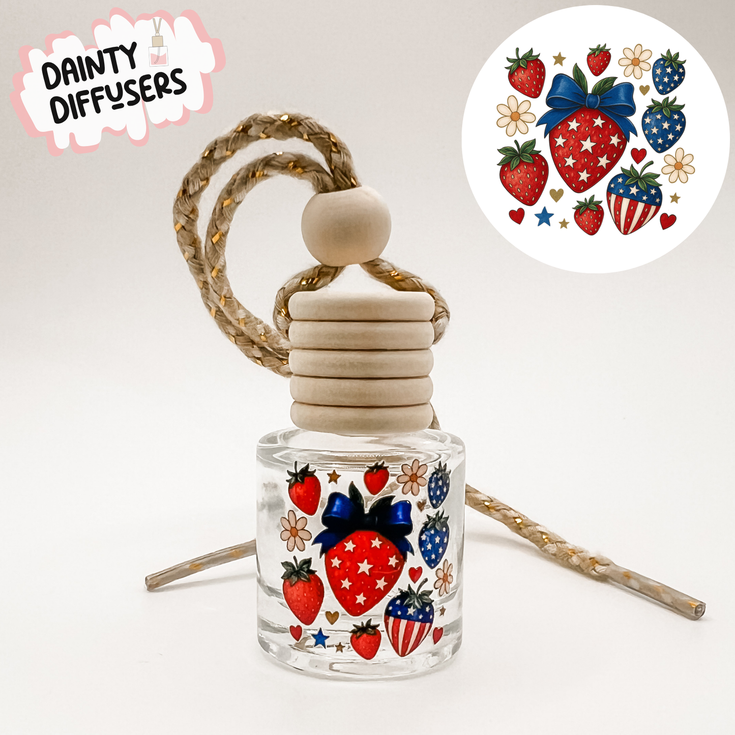 Patriotic Strawberries Car Diffuser