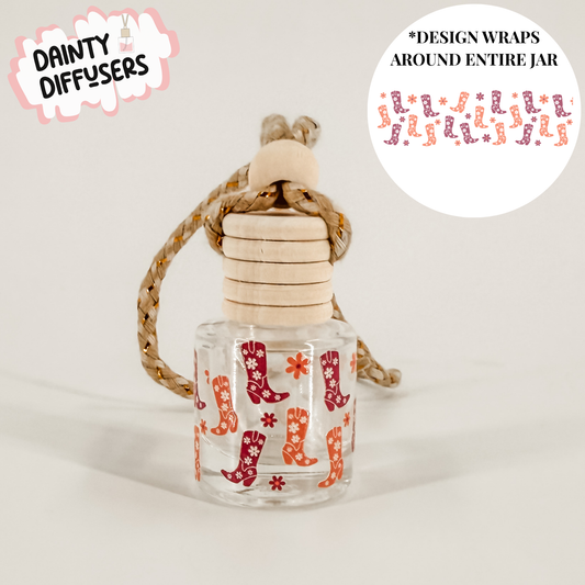 Pink And Orange Cowboy Boots Car Diffuser