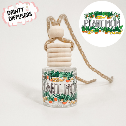 Plant Mom W/ Plant Border Car Freshener | Hanging Car Diffuser